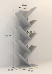 Mirobi Ağaç Kitaplık Dekoratif Kitaplık Raf Düzenleyici Kitap Rafı Beyaz - 3