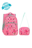 Waddell Pembe Flamingo Desenli İlkokul Çantası Beslenme Çantalı 6010 - 2