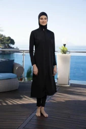 Estiva 22997 Siyah Uzun Tam Boy Tesettür Mayo - 3