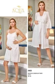 Cossy By Aqua 24620  Fistolu İp Askılı Hamile Lohusa Gecelik Sabahlık Takım thumbnail 4