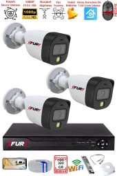 FURY 3 Kameralı 5Mp Lens 2 Mp Görüntü Gece Renkli Full Hd Ultra Led Akıllı Güvenlik Kamerası Seti 320GB thumbnail 2