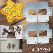 Dolap Kapak Taş Menteşe Tamir Sacı Pratik Onarım Kiti Krom Metal Yuva Tablası 6.5 x 9 cm (4 ADET) thumbnail 1