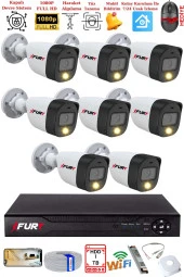 FURY 8 Kameralı 5Mp Lens 2 Mp Görüntü Gece Renkli Full Hd Ultra Led Akıllı Güvenlik Kamerası Seti 1 TB thumbnail 1
