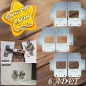 Dolap Kapak Taş Menteşe Tamir Sacı Pratik Onarım Kiti Krom Metal Yuva Tablası 6.5 x 9 cm (6 ADET) thumbnail 1