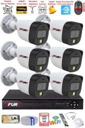 FURY 6 Kameralı 5Mp Lens 2 Mp Görüntü Gece Renkli Full Hd Ultra Led Akıllı Güvenlik Kamerası Seti 320GB - 2