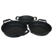 Maas Pırlanta 3 Parça Döküm Granit Sahan Seti 18-20-22 cm Siyah - 1