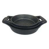 Maas Pırlanta 3 Parça Döküm Granit Sahan Seti 18-20-22 cm Siyah - 4