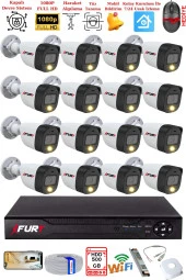 FURY 16 Kameralı 5Mp Lens 2 Mp Görüntü Gece Renkli Full Hd Ultra Led Akıllı Güvenlik Kamerası Seti 500GB thumbnail 1