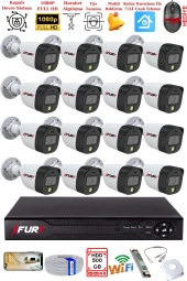 FURY 16 Kameralı 5Mp Lens 2 Mp Görüntü Gece Renkli Full Hd Ultra Led Akıllı Güvenlik Kamerası Seti 500GB thumbnail 2