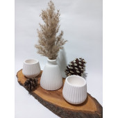 PAMPAS VAZOLU TABAKLI İKİLİ TEALİGHT MUMLUK SET BEYAZ - 2