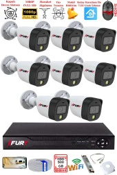 FURY 8 Kameralı 5Mp Lens 2 Mp Görüntü Gece Renkli Full Hd Ultra Led Akıllı Güvenlik Kamerası Seti 500GB thumbnail 2