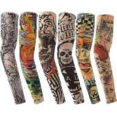 Giyilebilir Dövme 6 Çift 12 Adet Karma Kol Çorap Dövmesi Seti Sleeve tattoo - 1