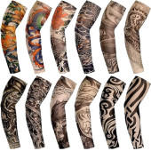 Giyilebilir Dövme 6 Çift 12 Adet Karma Kol Çorap Dövmesi Seti Sleeve tattoo - 2