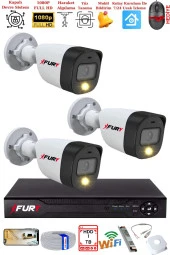 FURY 3 Kameralı 5Mp Lens 2 Mp Görüntü Gece Renkli Full Hd Ultra Led Akıllı Güvenlik Kamerası Seti 1 TB - 1