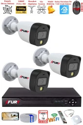 FURY 3 Kameralı 5Mp Lens 2 Mp Görüntü Gece Renkli Full Hd Ultra Led Akıllı Güvenlik Kamerası Seti 1 TB - 2