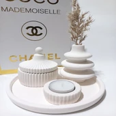 VİDA VAZO TABAKLI MUMLUK SET BEYAZ thumbnail 1