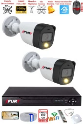 FURY 2 Kameralı 5Mp Lens 2 Mp Görüntü Gece Renkli Full Hd Ultra Led Akıllı Güvenlik Kamerası Seti 500 GB thumbnail 1