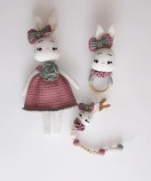 Süslü Tavşan Yeni Doğan Seti Amigurumi Organik Oyuncak - 2
