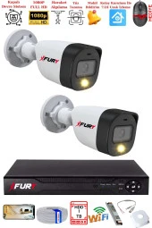 FURY 2 Kameralı 5Mp Lens 2 Mp Görüntü Gece Renkli Full Hd Ultra Led Akıllı Güvenlik Kamerası Seti 1 TB thumbnail 1