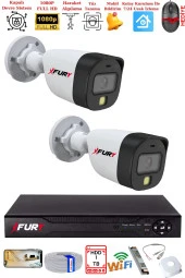 FURY 2 Kameralı 5Mp Lens 2 Mp Görüntü Gece Renkli Full Hd Ultra Led Akıllı Güvenlik Kamerası Seti 1 TB thumbnail 2