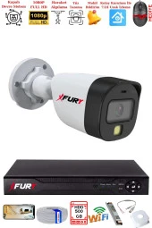 FURY 1 Kameralı 5Mp Lens 2 Mp Görüntü Gece Renkli Full Hd Ultra Led Akıllı Güvenlik Kamerası Seti 500GB thumbnail 2