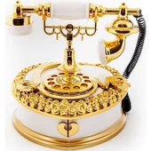 Nostaljik Polyester Telefon Müzik ve Takı Mücevher Kutusu (beyaz) - 1