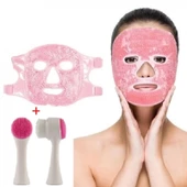 Jel Buz Paketi Yüz Maskesi Baş Ağrısı Yastık Kozmetik Maske + Çift Taraflı Cilt Fırçası - 1