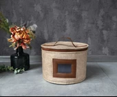 Deri Şeritli Pencereli Yuvarlak Çok Amaçlı Düzenleyici Organizer Kutu Keçe Çanta (maxi) thumbnail 1