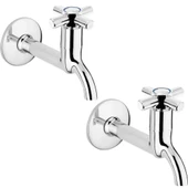 2li Artı Aç Kapa 4 Kollu Krom Çevirveli Musluk Duvardan Tek Girişli - 1