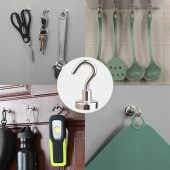 Valkyrie 10 Adet Neodyum Mıknatıs Askı Seti 14kg Taşıma Kanca Mutfak Buzdolabı Banyo Kapı Dolap Balkon Tekne - 7