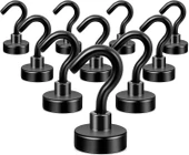 Valkyrie 10 Adet Neodyum Mıknatıs Askı Seti 14kg Taşıma Kanca Mutfak Buzdolabı Banyo Kapı Dolap Balkon Tekne Siyah - 1