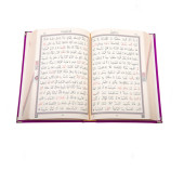 Kadife Kutulu Plaket Görünümlü Elif-Vav Desenli Hediyelik Kur'an-ı Kerim - Mor - 2
