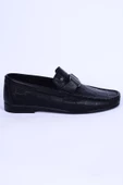 Pierre Cardin 25104 Loafer Deri Önü Tokalı Desenli Siyah Günlük Erkek Ayakkabı - 1