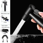 Valkyrie Paslanmaz Çelik Tuvalet Musluk Bide Seti Kolay Kurulum Kullanım Çift Çıkışlı Siyah Evcil Hayvan Yıkama Aleti Siyah - 3