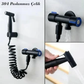 Valkyrie Paslanmaz Çelik Tuvalet Musluk Bide Seti Kolay Kurulum Kullanım Çift Çıkışlı Siyah Evcil Hayvan Yıkama Aleti Siyah - 5