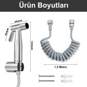 Valkyrie Paslanmaz Çelik Tuvalet Musluk Lavabo Bide Seti Kademeli Jet Püskürtme Spiral Hortum Kolay Montaj - 5