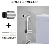 Valkyrie Paslanmaz Çelik Tuvalet Musluk Lavabo Bide Seti Kademeli Jet Püskürtme Spiral Hortum Kolay Montaj - 6