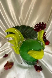 Dekoratif  Üfleme Cam Feng Shui Ejderah Yılında Koruyucu Horoz thumbnail 2