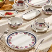 Emsan Ethnic Pink Porselen 32 Parça 6 Kişilik Kahvaltı / Servis Takımı - 1