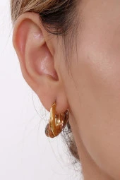 Kadın Yeni Sezon Kararmaz Çelik Küpe 3 Renkli Tasarım thumbnail 1