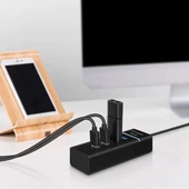 Çok Amaçlı 4 Port Girişli Güçlü Usb 3.0 Port Çoklayıcı Adaptör Switch Splitter Hub 1.2m Kablo - 1