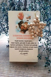 10 Adet Ahşap Anahtarlık - 23 Nisan Hediyesi - Okul Hediyesi - Kuşe Kartlı  Jelatinli thumbnail 1