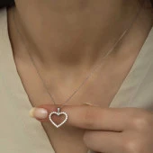 925 Ayar Gümüş Kalp Bayan Gümüş Kolye thumbnail 5