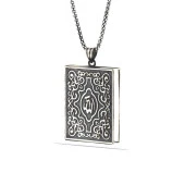 925 Ayar Gümüş Kare İçi Açılabilen Muskalık Gümüş Kolye thumbnail 2