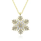 925 Ayar Gümüş Gold Kar Tanesi Kadın Gümüş Kolye thumbnail 2