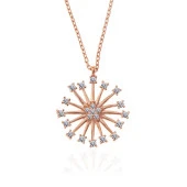 ​925 Ayar Gümüş Rose Çiçek Kadın Gümüş Kolye thumbnail 1