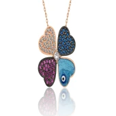 925 Ayar Gümüş Rose Dört Yapraklı Yonca Kadın Kolye thumbnail 1