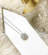 925 Ayar Gümüş Buz Beyazı Baget Taşlı Kolye thumbnail 2