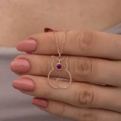 925 Ayar Gümüş Temmuz Ayı Doğum Taşı Kedi Kadın Kolye T8348 thumbnail 4