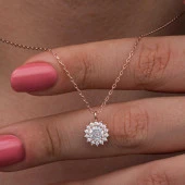 925 Ayar Gümüş Rose Minimal Yuvarlak Anturaj Kadın Kolye thumbnail 1